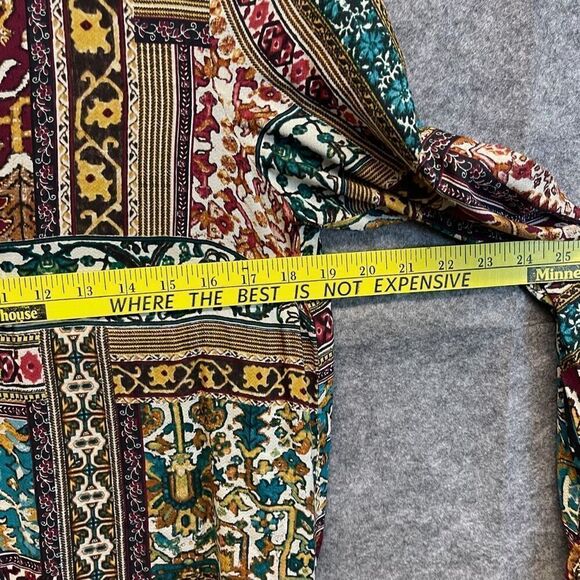 J. JILL Boho Tunic Small Multicolor Patchwork Boho Eclectic Button Front Top EUC - Picture 9 of 16